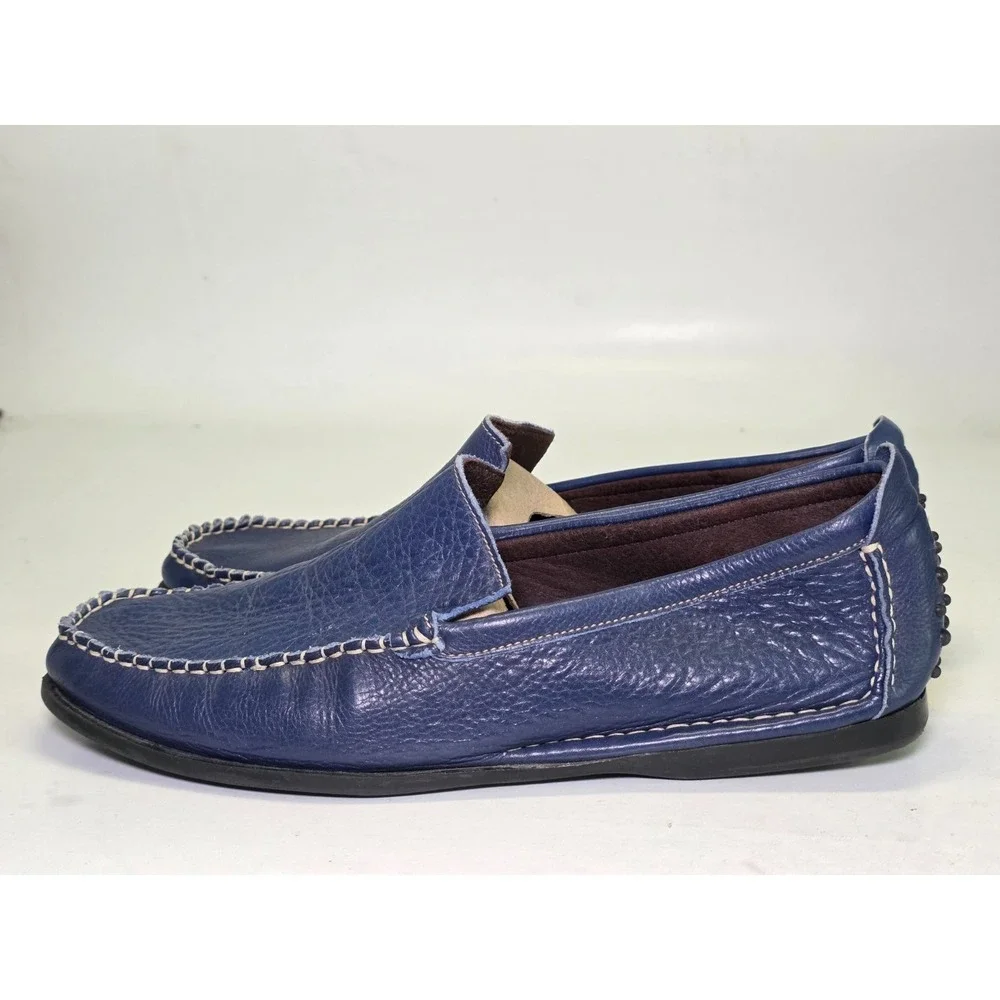 Tsonga Men's Loafers Size 10 Blue Leather‎ Slip On Driving Boat Classic Shoes